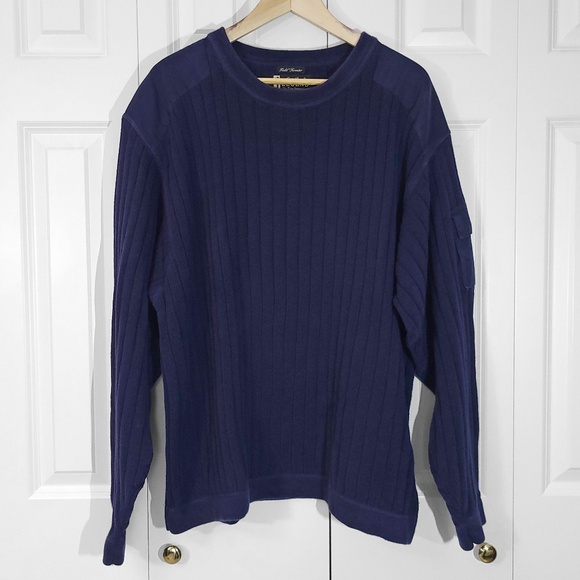 Vintage Eddie Bauer Legend Field Sweater 100% Cotton Knit Navy Blue Men XL - Picture 3 of 8